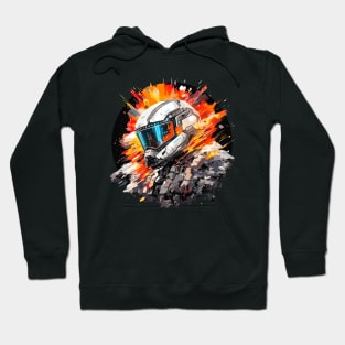 Man With Helmet Video Game Character Futuristic Warrior Portrait  Abstract Hoodie